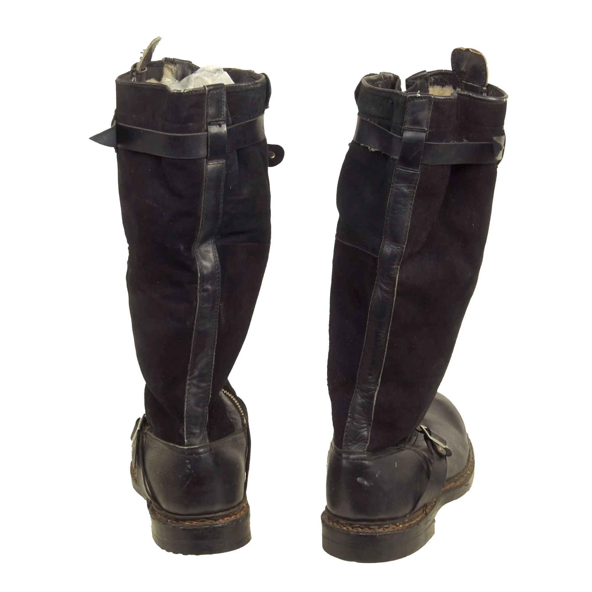 Original German WWII Matched Pair of Luftwaffe Electric Heated Leather Flight Boots - dated 1944